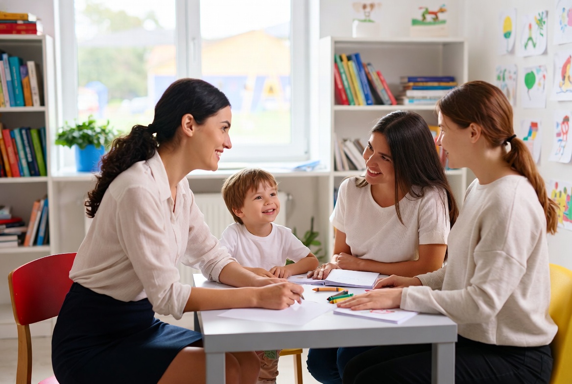 A parent and child together at home
