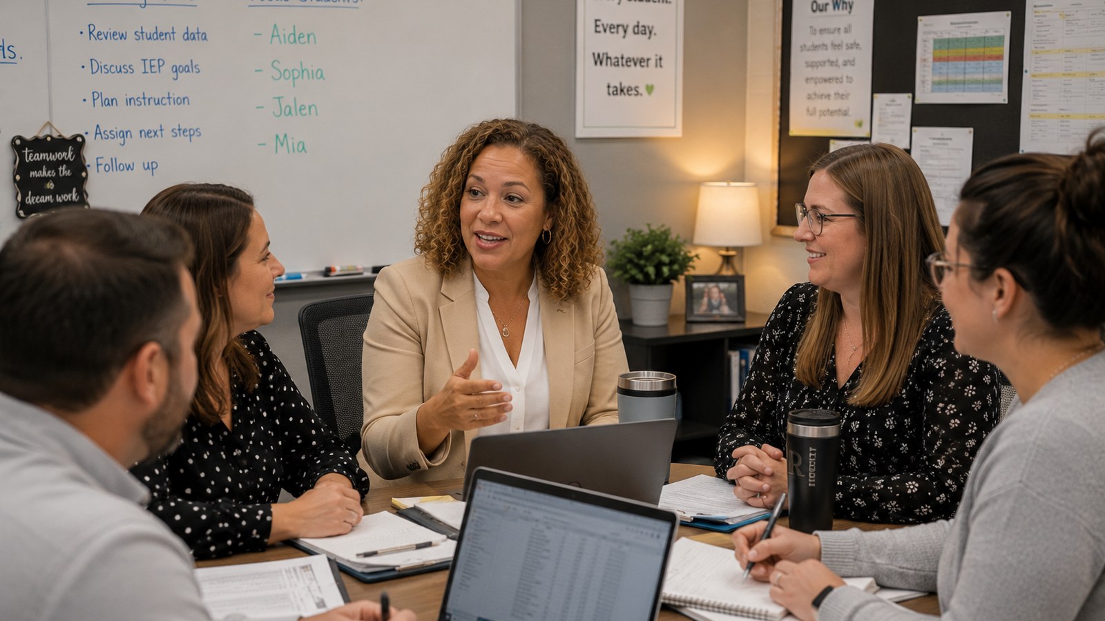 A school team in a planning conversation